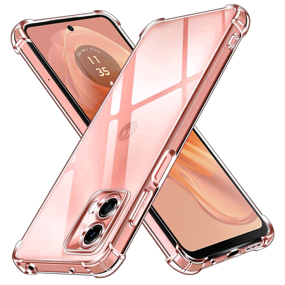 Husa pentru Motorola Moto G04 / Moto G24 / Moto G04s / Moto E14 , SKYDDAR INNOVATION, Shockproof Clear din Silicon Slim, Transparenta, set cu sticker