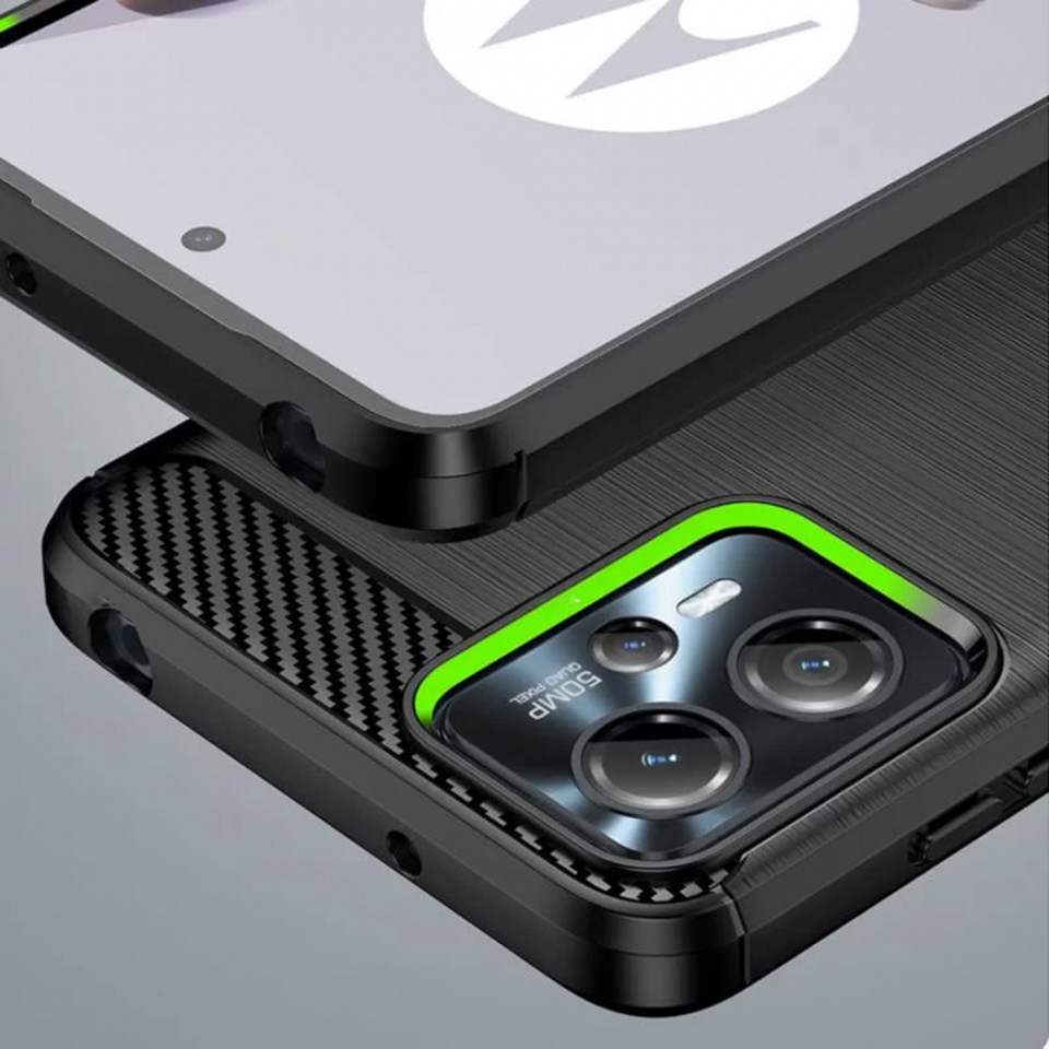 Husa pentru Motorola Moto G13 / G23 / G53 din silicon, Slim, cu textură Fibra Carbon Skyddar - Negru - 3 | YEO
