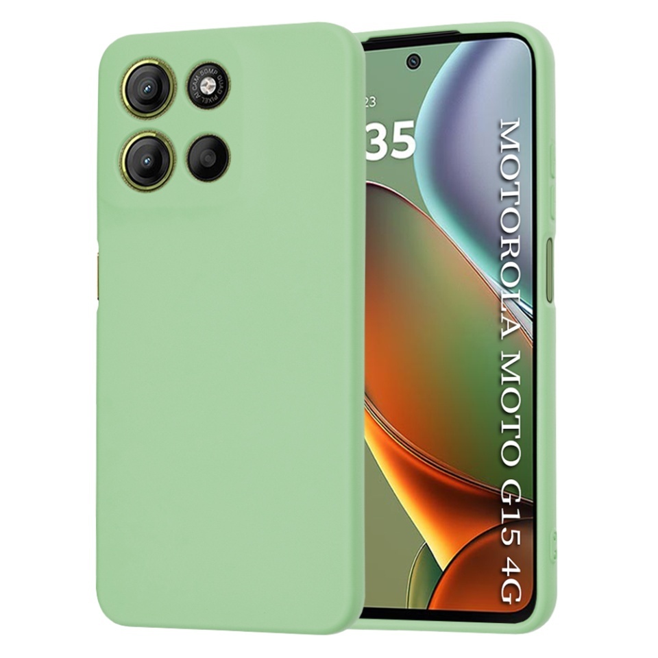 Husa pentru Motorola Moto G15 / Moto G15 Power, SKYDDAR INNOVATION, din Silicon Catifelat, SoftElegance, set cu sticker, Verde deschis