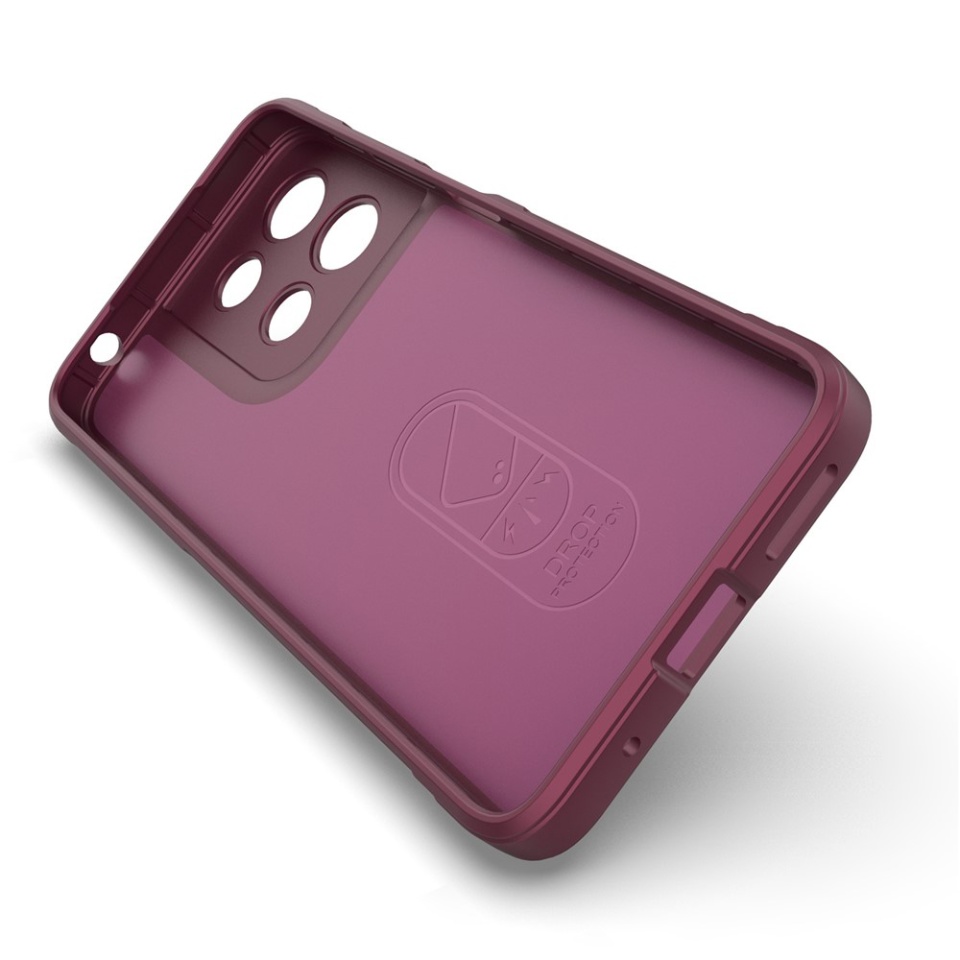 Husa pentru Motorola Moto G15 / Moto G15 Power, SKYDDAR INNOVATION, Magic Shield, din Silicon Mat, set cu sticker, Bordo - 3 | YEO