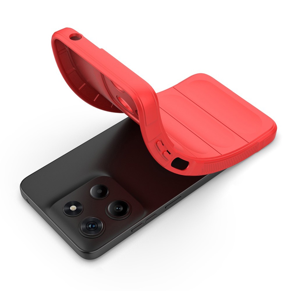 Husa pentru Motorola Moto G15 / Moto G15 Power, SKYDDAR INNOVATION, Magic Shield, din Silicon Mat, set cu sticker, Rosu - 3 | YEO