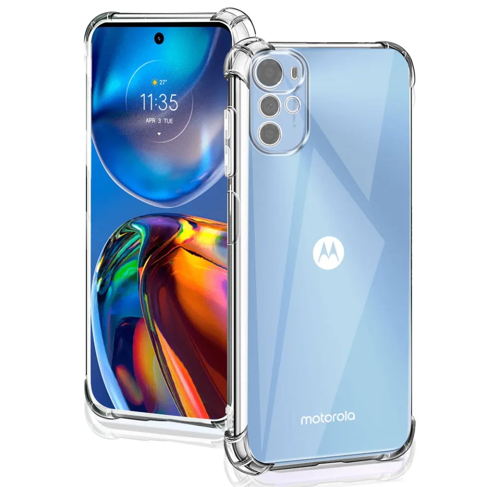 Husa pentru Motorola Moto G22 / Moto E32 / Moto E32s , SKYDDAR INNOVATION, Shockproof Clear din Silicon Slim, Transparenta, set cu sticker