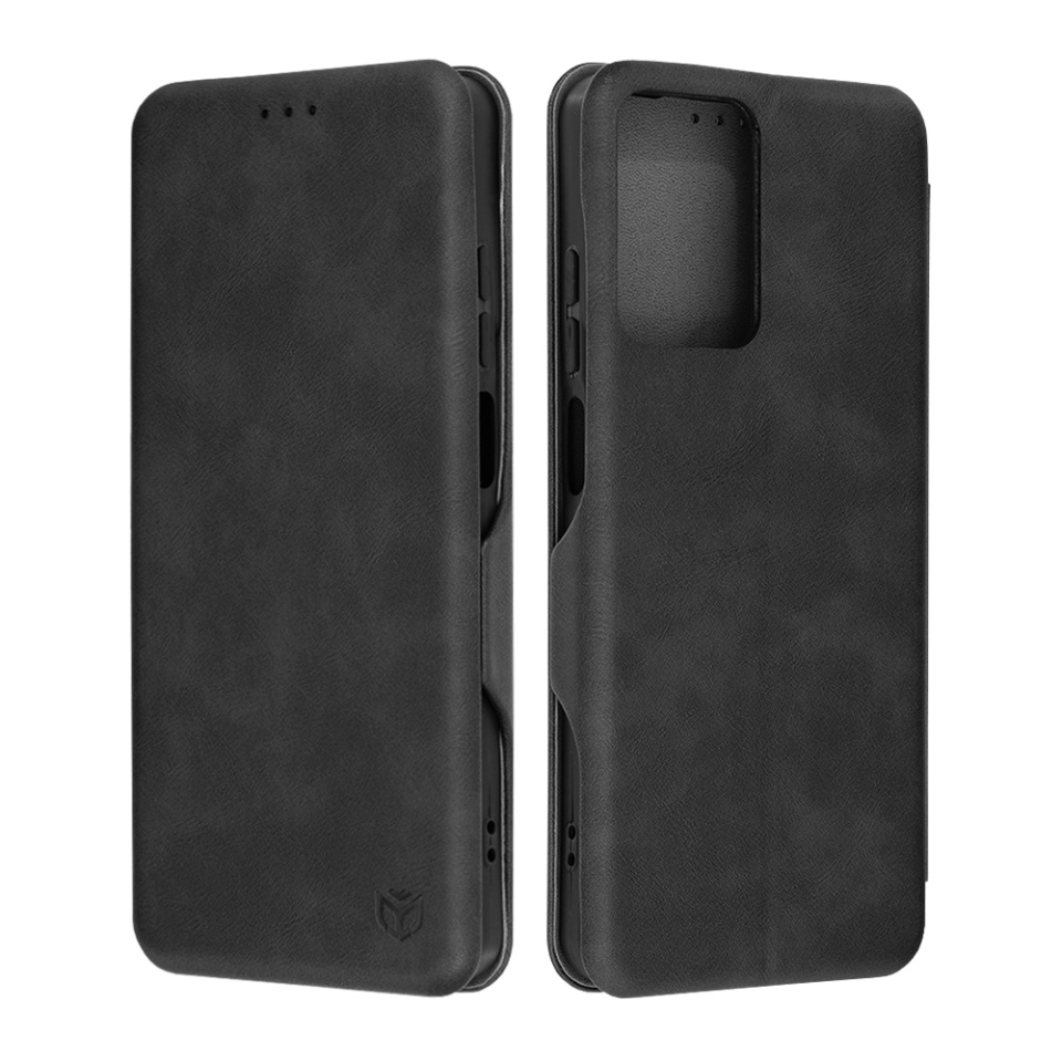 Husa pentru Motorola Moto G24 Power, SKYDDAR INNOVATION, Safe Wallet tip carte din Piele Ecologica, Suport Carduri, Inchidere Magnetica, Negru, set cu sticker