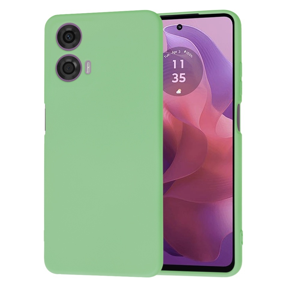 Husa pentru Motorola Moto G24, SKYDDAR INNOVATION, din Silicon Catifelat, SoftElegance, set cu sticker, Verde deschis
