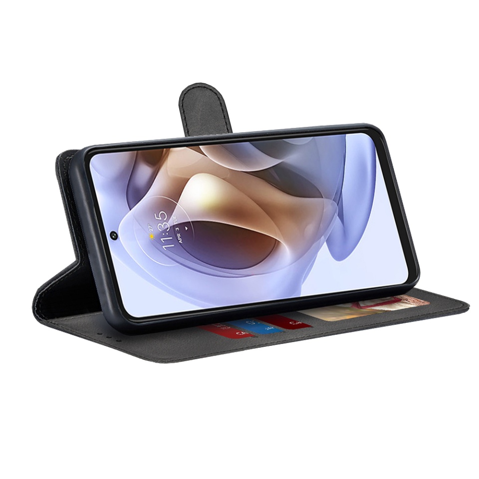 Husa pentru Motorola Moto G31 / Moto G41, SKYDDAR INNOVATION, Diary Book, tip carte, cu Portofel Interior, Antisoc, Negru, set cu sticker - 1 | YEO