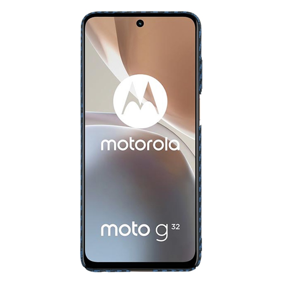 Husa pentru Motorola Moto G32, Finisaj Premium cu Textura de Carbon, Design Elegant, SKDR CarbonFlex - Cyan - 1 | YEO