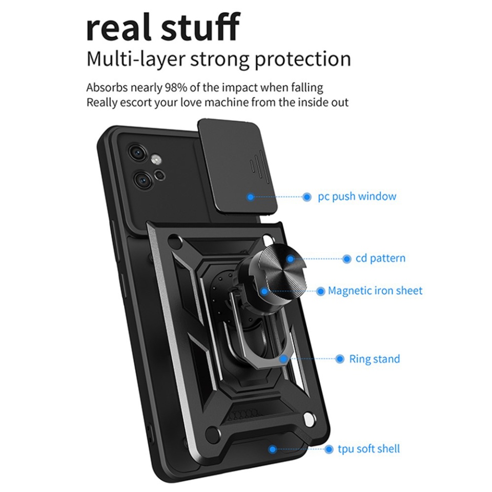 Husa pentru Motorola Moto G32, SKYDDAR INNOVATION, CamShield, Inel magnetic, set cu sticker, Auriu - 1 | YEO