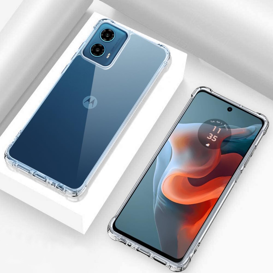 Husa pentru Motorola Moto G34 / Moto G45 , SKYDDAR INNOVATION, Shockproof Clear din Silicon Slim, Transparenta, set cu sticker - 3 | YEO