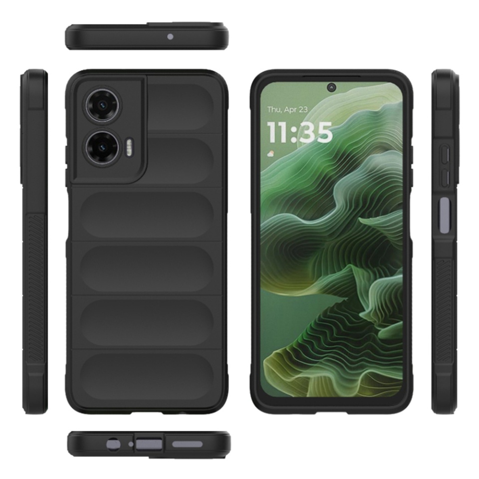 Husa pentru Motorola Moto G35, SKYDDAR INNOVATION, Vogue din Silicon Mat, set cu sticker, Negru - 1 | YEO