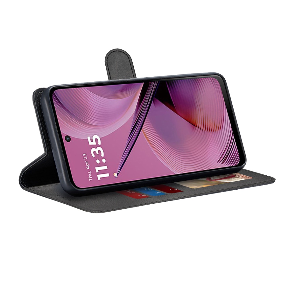 Husa pentru Motorola Moto G55, SKYDDAR INNOVATION, Diary Book, tip carte, cu Portofel Interior, Antisoc, Negru, set cu sticker - 1 | YEO