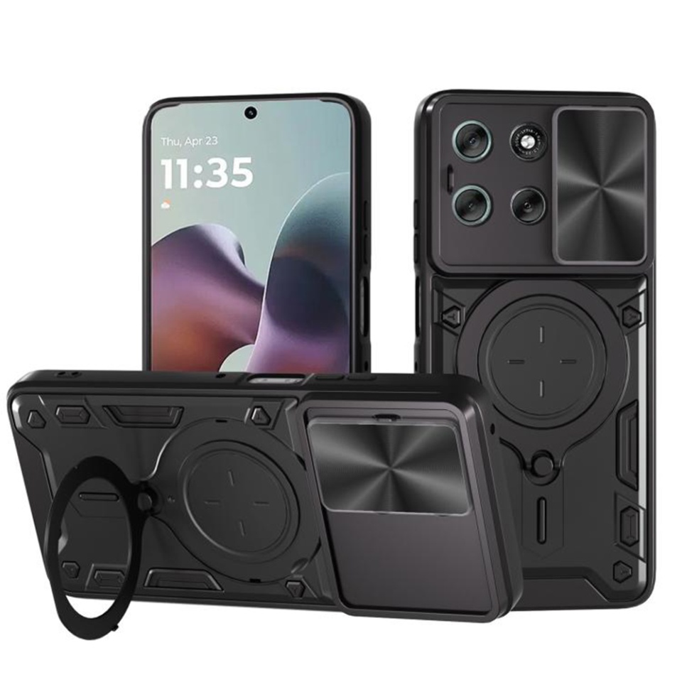 Husa pentru Motorola Moto G56, SKYDDAR INNOVATION, CamGuard Pro, Inel Magnetic, Protectie Camera, set cu sticker, Negru