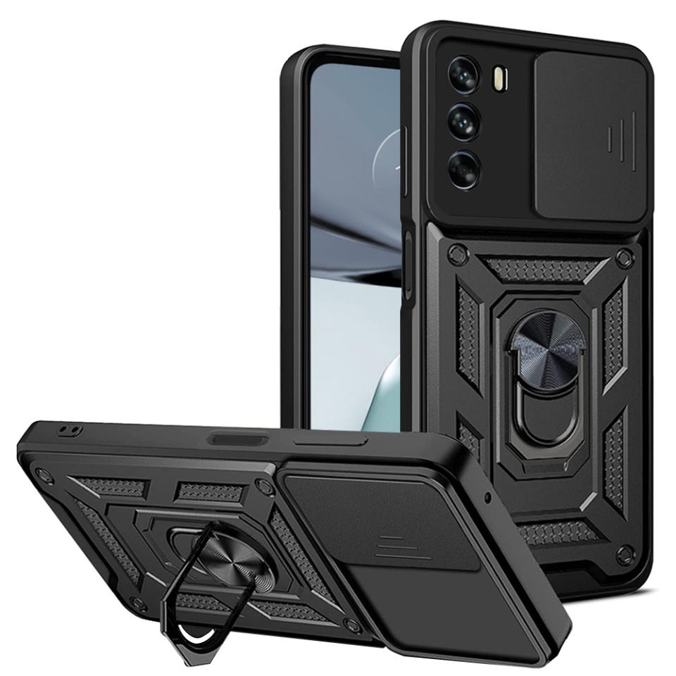 Husa pentru Motorola Moto G62 5G cu inel magnetic si protectie camera Skyddar CamShield - Negru