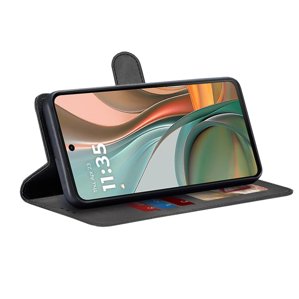 Husa pentru Motorola Moto G75, SKYDDAR INNOVATION, Diary Book, tip carte, cu Portofel Interior, Antisoc, Negru, set cu sticker - 1 | YEO
