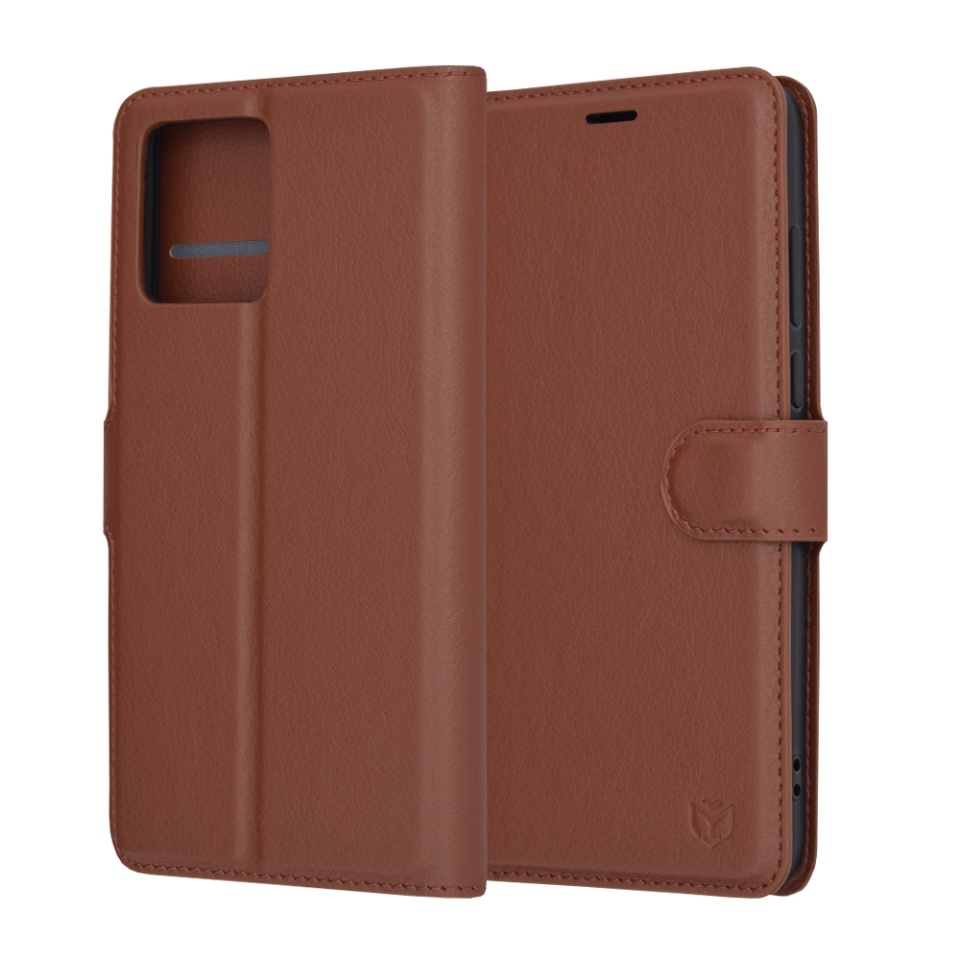 Husa pentru Motorola Moto G84 tip Carte, cu Portofel Interior, Finisaje Premium, SKYDDAR Leather Wallet - Maro