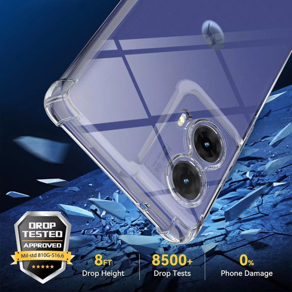 Husa pentru Motorola Moto G85 , SKYDDAR INNOVATION, Shockproof Clear din Silicon Slim, Transparenta, set cu sticker - 2 | YEO