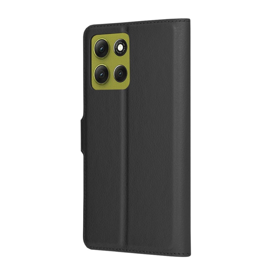 Husa pentru Motorola Moto G86, SKYDDAR INNOVATION, Leather Folio tip Carte, cu Portofel Interior, Finisaje Premium, set cu sticker, Negru - 3 | YEO