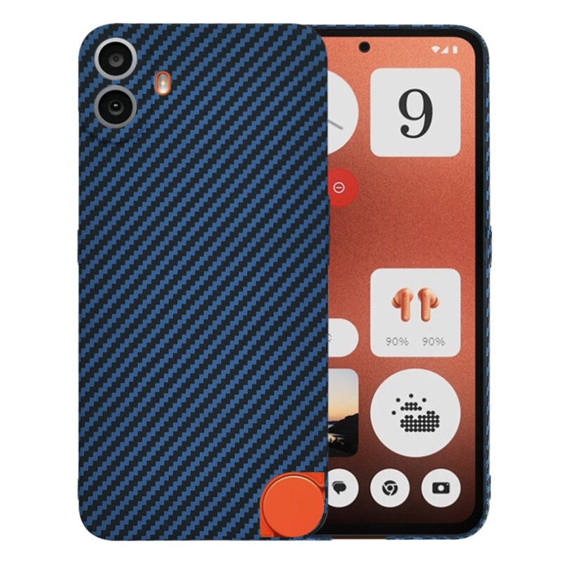 Husa pentru Nothing CMF Phone 1, Finisaj Premium cu Textura de Carbon, Design Elegant, SKDR CarbonFlex - Cyan
