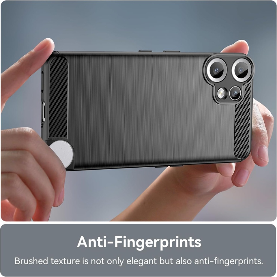 Husa pentru Nothing CMF Phone 2 Pro, SKYDDAR INNOVATION, Carbon Silicone, din Silicon Slim, cu textura Fibra Carbon, set cu sticker, Negru - 2 | YEO