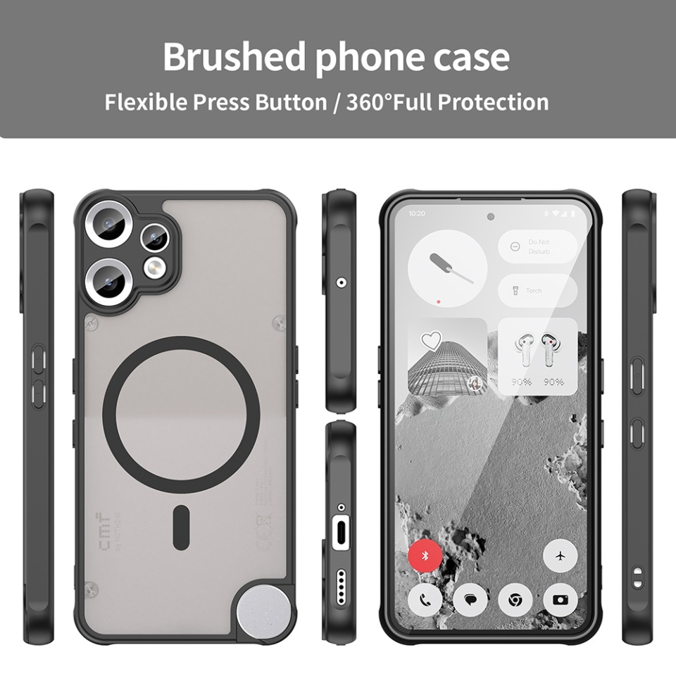 Husa pentru Nothing CMF Phone 2 Pro, SKYDDAR INNOVATION, HaloFrost MagSafe II, Antisoc, set cu sticker, Negru - 3 | YEO