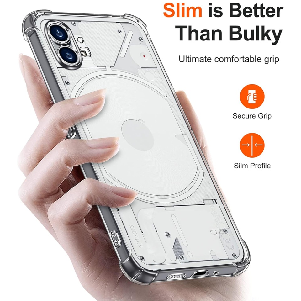 Husa pentru Nothing Phone (1) , SKYDDAR INNOVATION, Shockproof Clear din Silicon Slim, Transparenta, set cu sticker - 2 | YEO