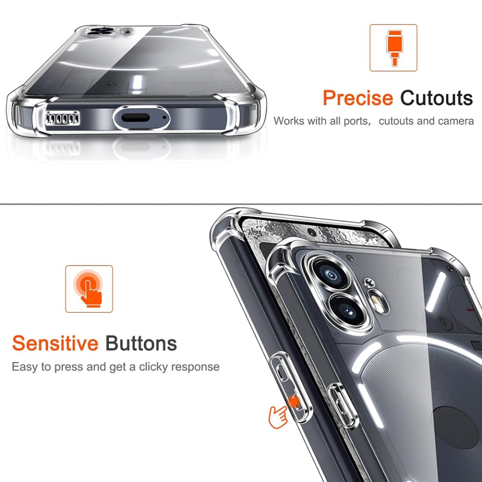 Husa pentru Nothing Phone (2) , SKYDDAR INNOVATION, Shockproof Clear din Silicon Slim, Transparenta, set cu sticker - 3 | YEO