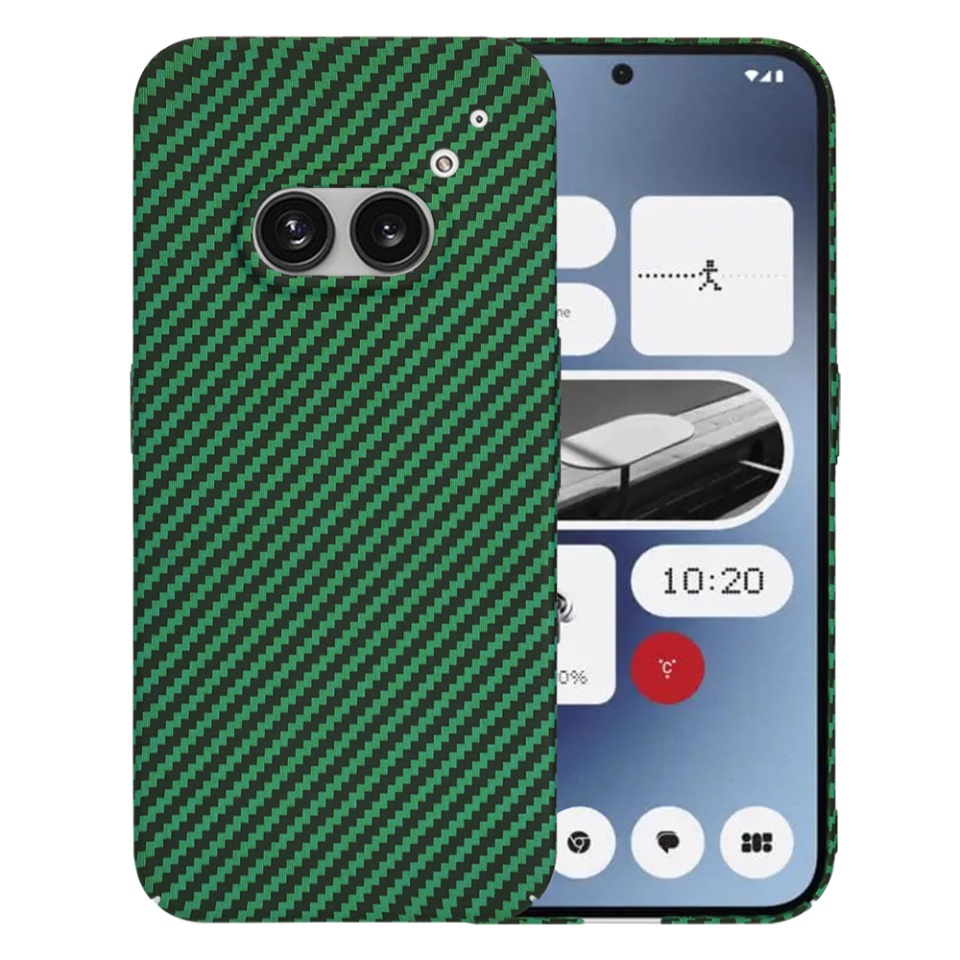 Husa pentru Nothing Phone (2a) / Phone (2a) Plus, Finisaj Premium cu Textura de Carbon, Design Elegant, SKDR CarbonFlex - Verde