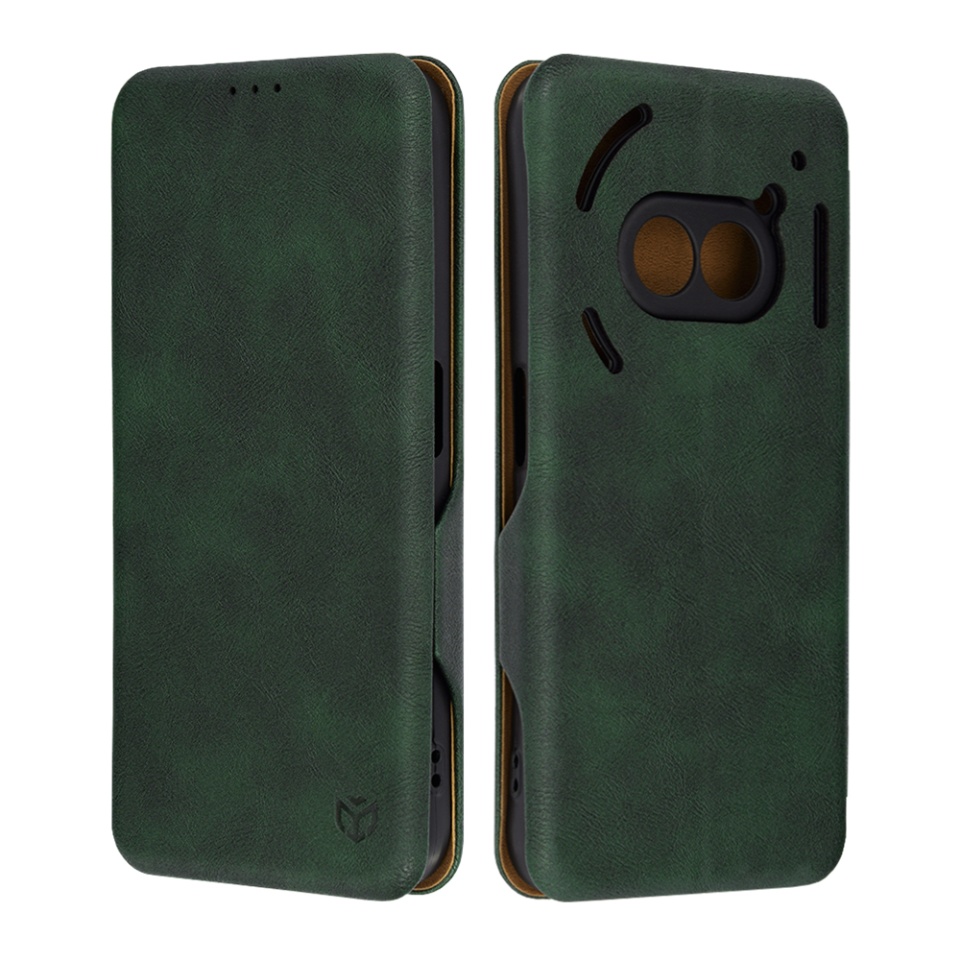 Husa pentru Nothing Phone (2a) / Phone (2a) Plus, SKYDDAR INNOVATION, Safe Wallet tip carte din Piele Ecologica, Suport Carduri, Inchidere Magnetica, Verde, set cu sticker