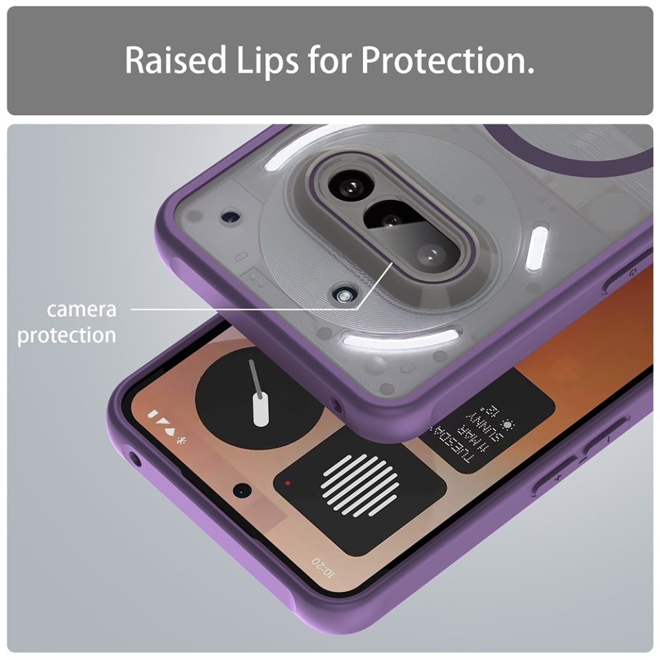 Husa pentru Nothing Phone (3a), SKYDDAR INNOVATION, HaloFrost MagSafe II, Antisoc, set cu sticker, Mov - 3 | YEO