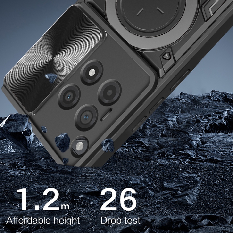 Husa pentru OnePlus 12R, SKYDDAR INNOVATION, CamGuard Pro, Inel Magnetic, Protectie Camera, set cu sticker, Negru - 3 | YEO