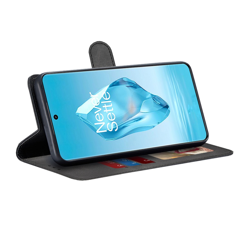 Husa pentru OnePlus 12R, SKYDDAR INNOVATION, Diary Book, tip carte, cu Portofel Interior, Antisoc, Negru, set cu sticker - 1 | YEO