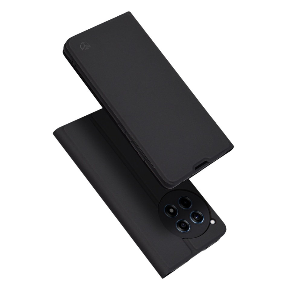 Husa pentru OnePlus 12R, SKYDDAR INNOVATION, Magskin Book, tip Carte cu Portofel Interior, set cu sticker, Negru