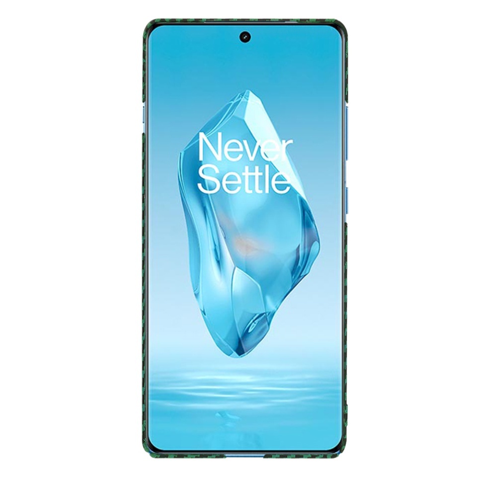 Husa pentru OnePlus 12R, SKYDDAR INNOVATION, textura carbon, Carbonite FiberShell, set cu sticker, Verde, - 1 | YEO