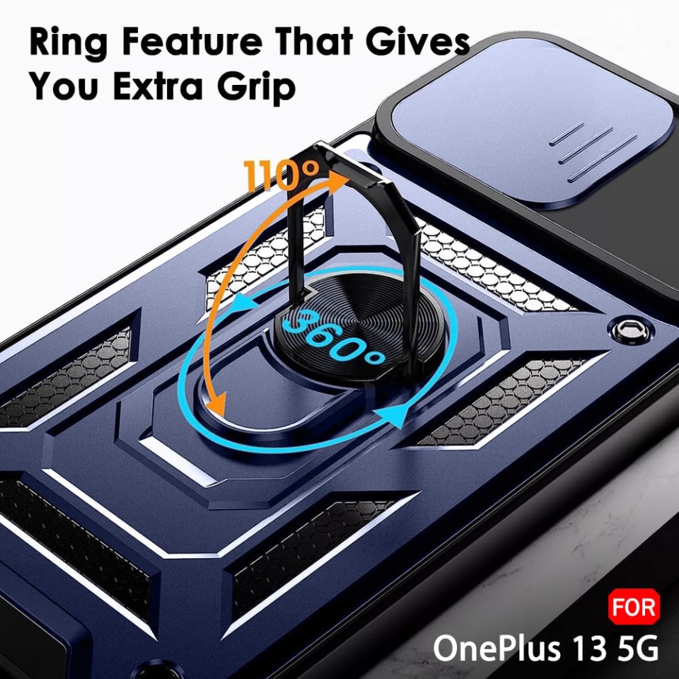 Husa pentru OnePlus 13 cu inel magnetic si protectie camera Skyddar CamShield - Albastru - 3 | YEO