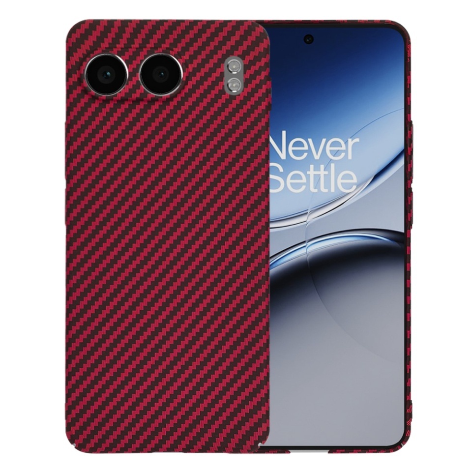 Husa pentru OnePlus Nord 4, SKYDDAR INNOVATION, textura carbon, Carbonite FiberShell, set cu sticker, Rosu,