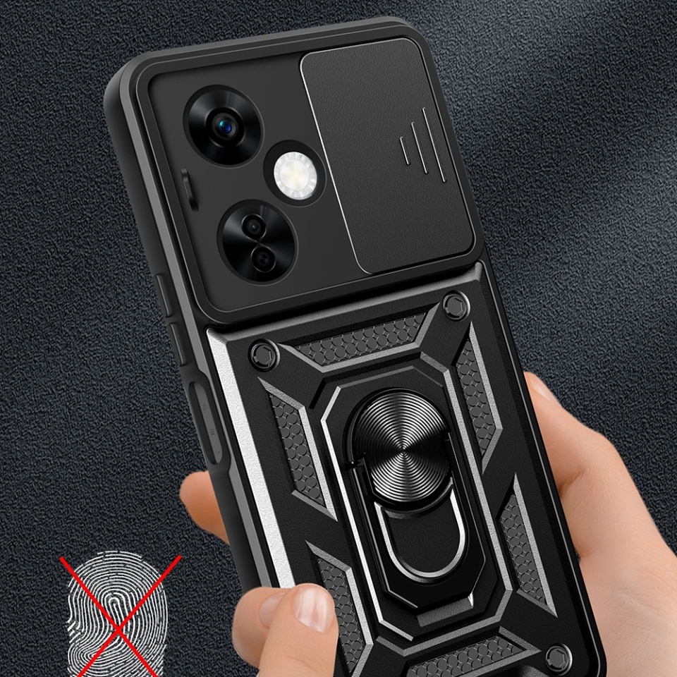 Husa pentru OnePlus Nord CE 3 Lite, SKYDDAR INNOVATION, CamShield, Inel magnetic, set cu sticker, Negru - 1 | YEO