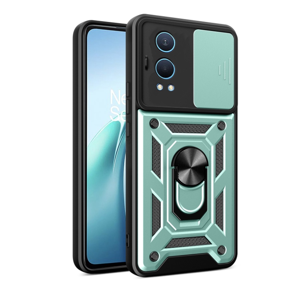 Husa pentru OnePlus Nord CE4 Lite cu inel magnetic si protectie camera Skyddar CamShield - Verde