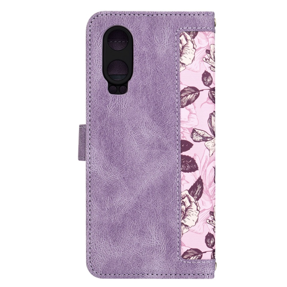 Husa pentru OnePlus Nord CE4 Lite din Piele Ecologică cu Design Floral, Protecție 360°, Stand Integrat, Buzunare pentru Carduri, SKDR Floral Wallet - Mov - 3 | YEO