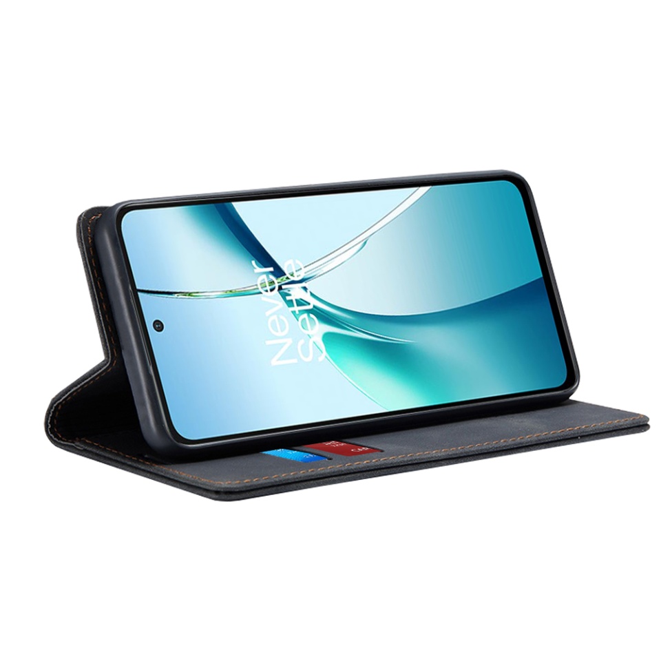 Husa pentru OnePlus Nord CE4 Lite, SKYDDAR INNOVATION, Soft Wallet, tip Carte din piele Eco Premium, cu Portofel Interior, Negru, set cu sticker - 1 | YEO
