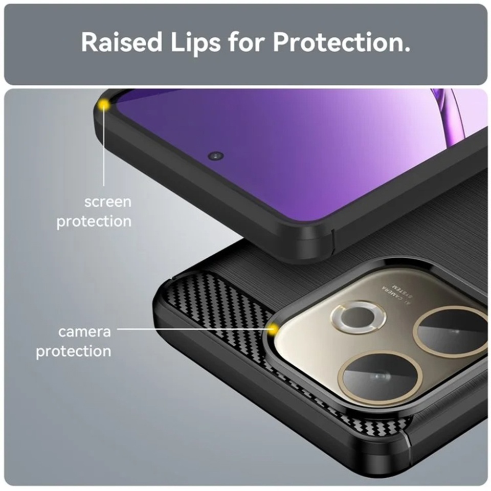 Husa pentru Oppo A5 Pro 5G / A5 Pro 4G, SKYDDAR INNOVATION, Carbon Silicone, din Silicon Premium, Slim, cu textura Fibra Carbon, Negru, set cu sticker - 2 | YEO