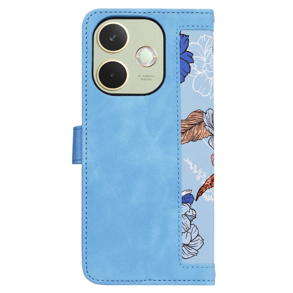 Husa pentru Oppo A5 Pro 5G / A5 Pro 4G, SKYDDAR INNOVATION, Flipcraft din Piele Ecologică, Stand Integrat, Buzunare pentru Carduri, set cu sticker, Bleu - 3 | YEO