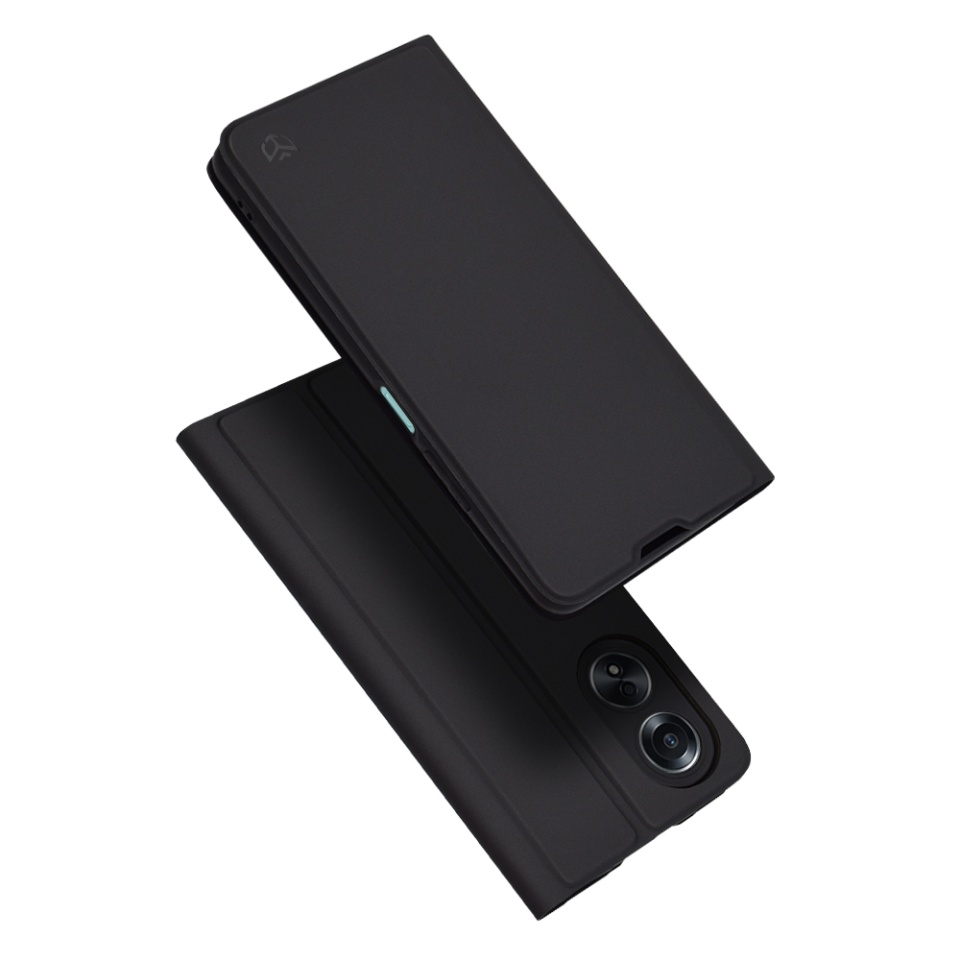 Husa pentru Oppo A58 4G, SKYDDAR INNOVATION, Magskin Book, tip Carte cu Portofel Interior, set cu sticker, Negru