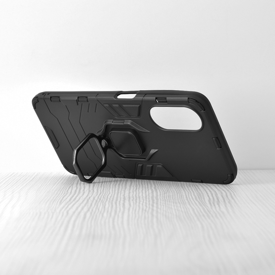 Husa pentru Oppo A58 5G / A78 5G, SKYDDAR INNOVATION, Silicone Shield, cu Inel Magnetic, Antisoc, set cu sticker, Negru - 1 | YEO