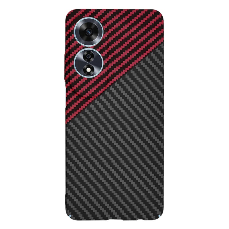 Husa pentru Oppo A60 4G, Finisaj Premium cu Textura de Carbon, Design Elegant, SKDR CarbonFlex - Rosu inchis - 2 | YEO