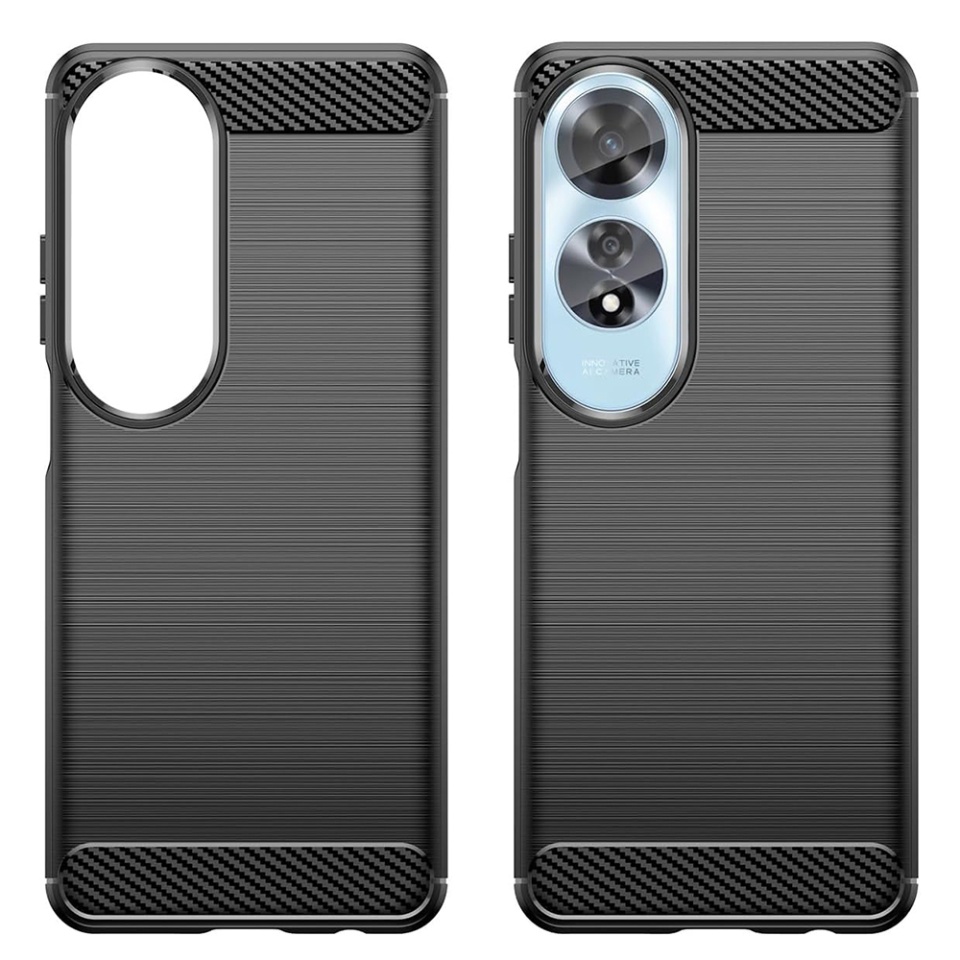 Husa pentru Oppo A60 din Silicon Premium, Slim, cu textura Fibra Carbon - Negru - 1 | YEO