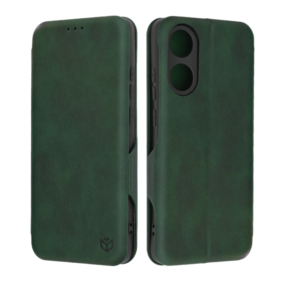 Husa pentru Oppo A78 4G, SKYDDAR INNOVATION, Safe Wallet tip carte din Piele Ecologica, Suport Carduri, Inchidere Magnetica, Verde, set cu sticker
