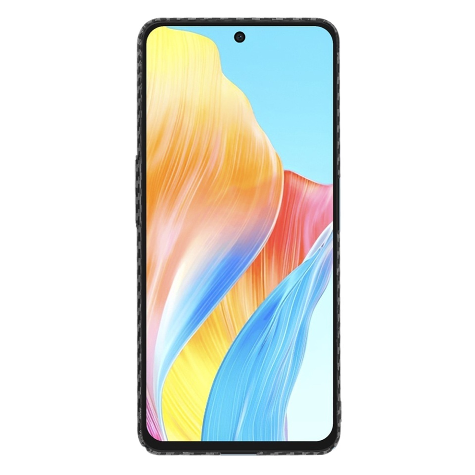 Husa pentru Oppo A98 5G, SKYDDAR INNOVATION, textura carbon, Carbonite FiberShell, set cu sticker, Negru, - 1 | YEO