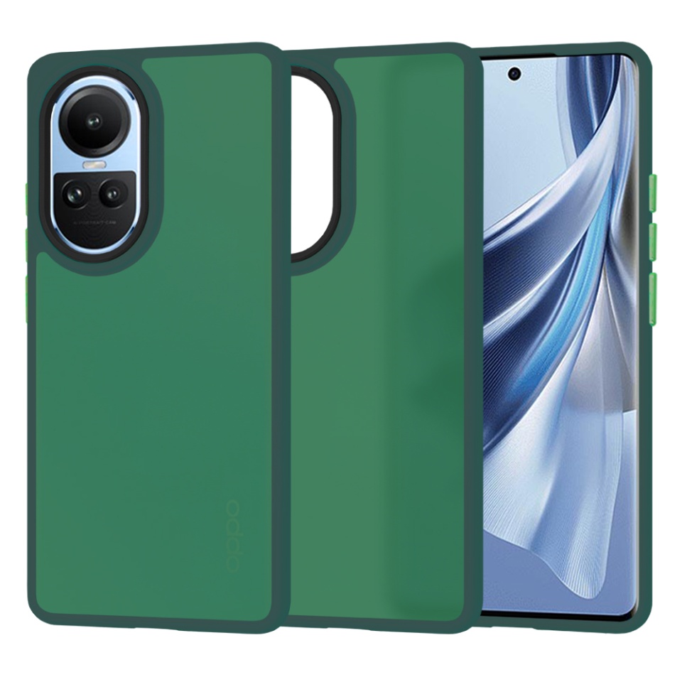 Husa pentru Oppo Reno10 / Reno10 Pro, ce Absoarbe Cele mai Aspre Socuri, Skyddar Frosted - Verde inchis