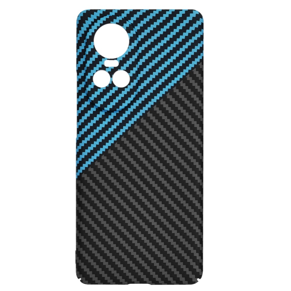 Husa pentru Oppo Reno10 / Reno10 Pro, SKYDDAR INNOVATION, textura carbon, Carbonite FiberShell, set cu sticker, Bleu, - 3 | YEO