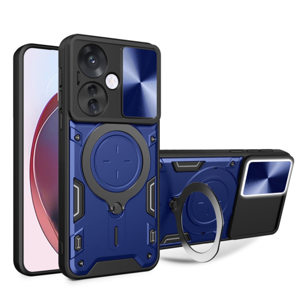 Husa pentru Oppo Reno11 F, cu inel magnetic si suport ajustabil, protecție completa camera, SKDR SafeCover - Albastru