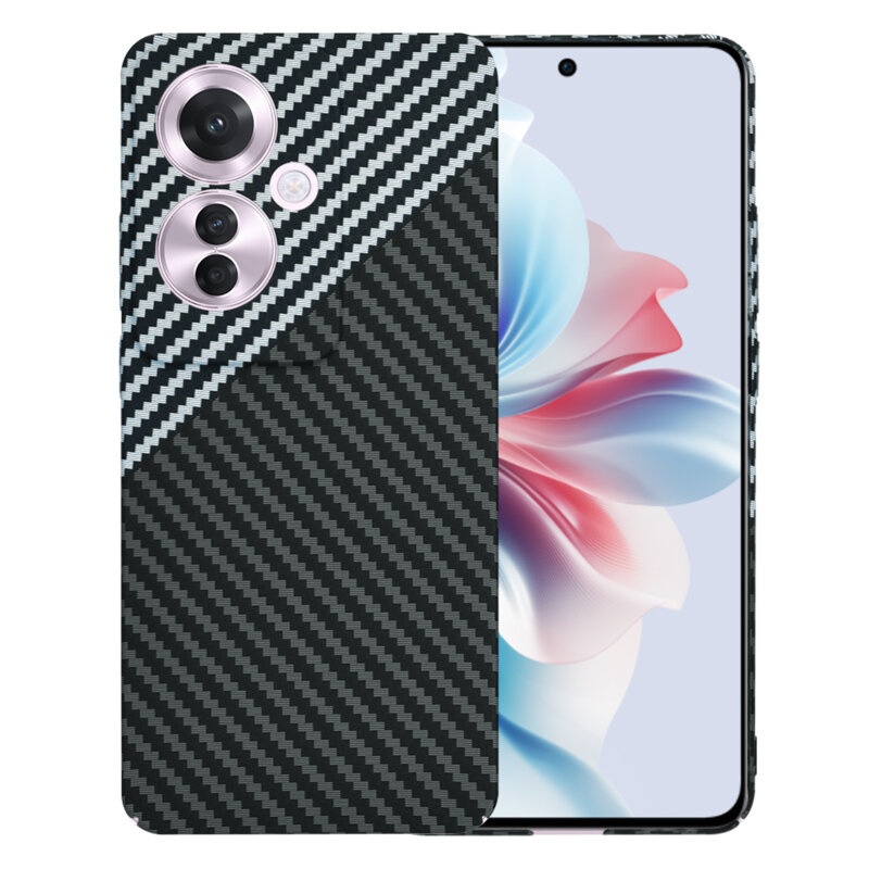 Husa pentru Oppo Reno11 F, Finisaj Premium cu Textura de Carbon, Design Elegant, SKDR CarbonFlex - Gri